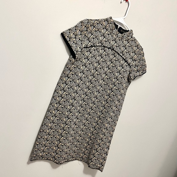 Zara • metallic asian style paisley brocade print short sleeve mini dress - Picture 9 of 16
